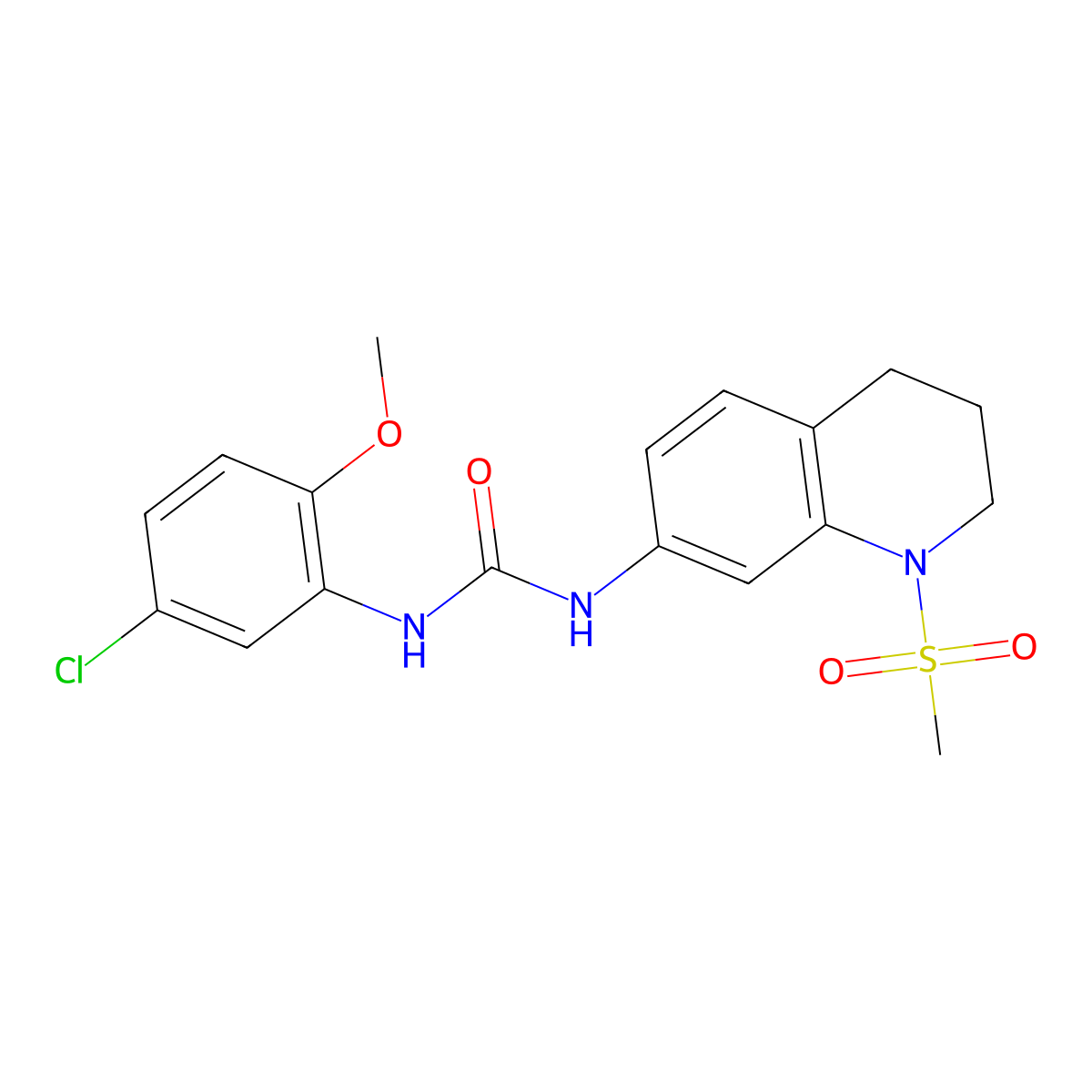 1-(5-Chloro-2-methoxyphenyl)-3-(1-(methylsulfonyl)-1,2,3,4-tetrahydroquinolin-7-yl)urea molecular structure, CAS 1203044-45-4