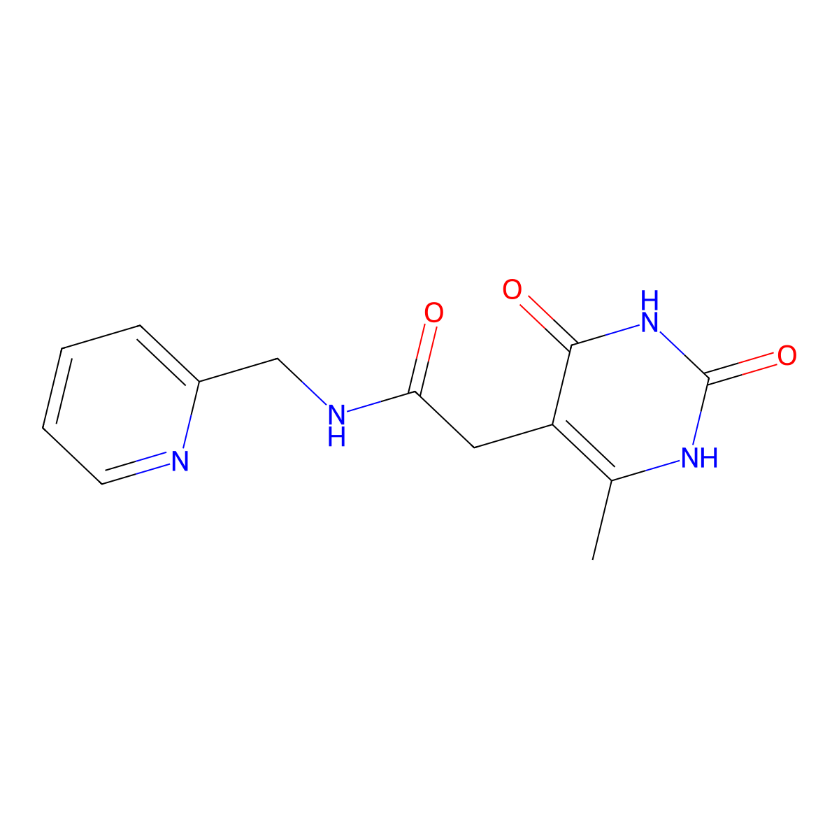 2-(6-methyl-2,4-dioxo-1,2,3,4-tetrahydropyrimidin-5-yl)-N-(pyridin-2-ylmethyl)acetamide molecular structure, CAS 1203044-54-5