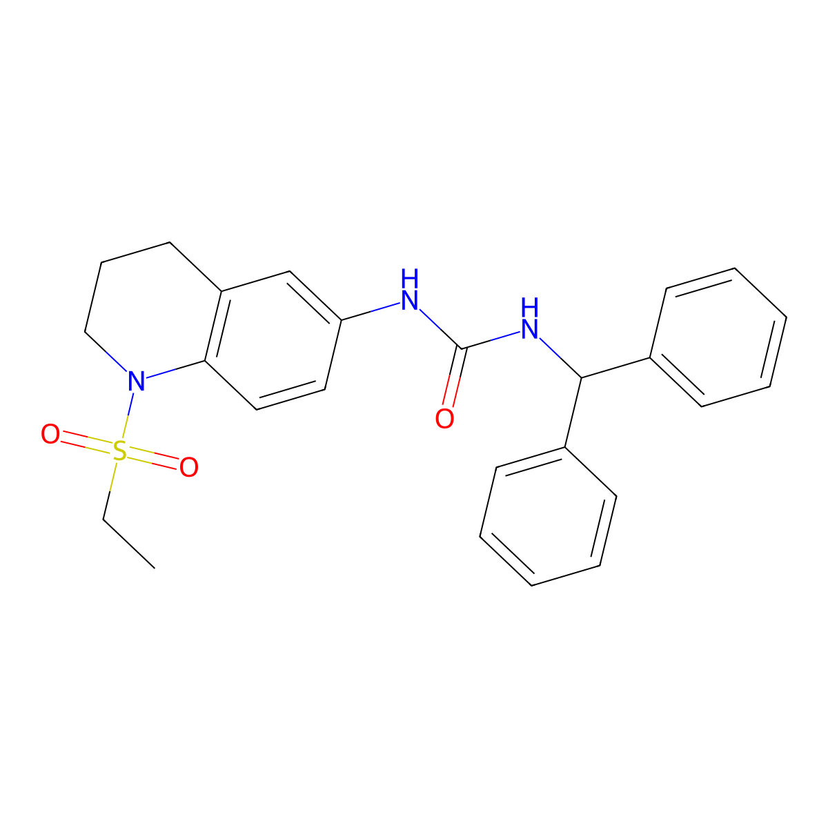1-Benzhydryl-3-(1-(ethylsulfonyl)-1,2,3,4-tetrahydroquinolin-6-yl)urea molecular structure, CAS 1203045-14-0