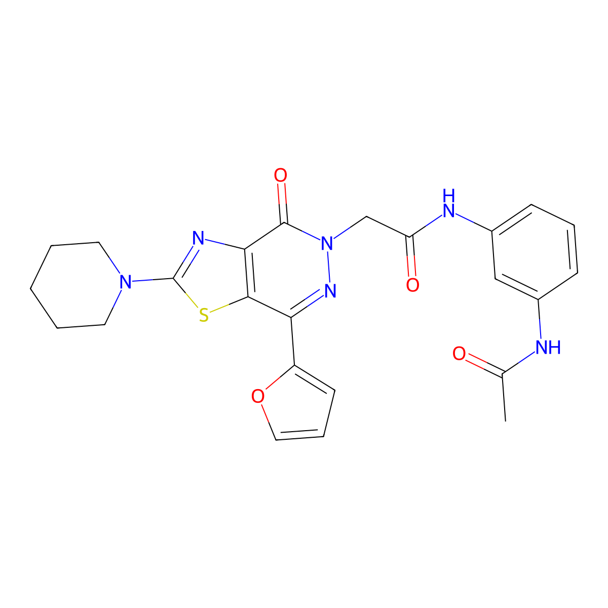 N-(3-acetamidophenyl)-2-(7-(furan-2-yl)-4-oxo-2-(piperidin-1-yl)thiazolo[4,5-d]pyridazin-5(4H)-yl)acetamide molecular structure, CAS 1203045-30-0