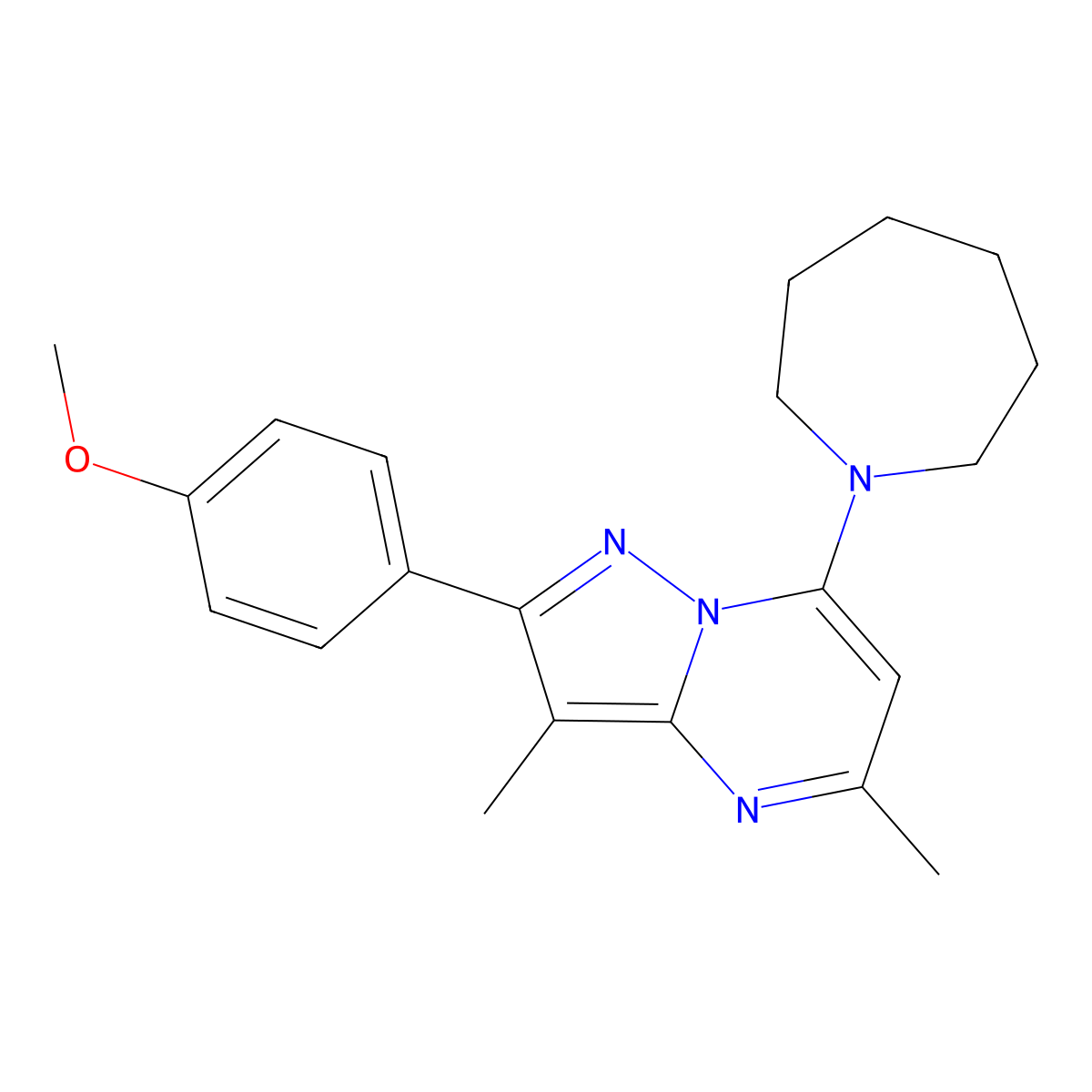 1-[2-(4-Methoxyphenyl)-3,5-dimethylpyrazolo[1,5-a]pyrimidin-7-yl]azepane molecular structure, CAS 1203045-33-3