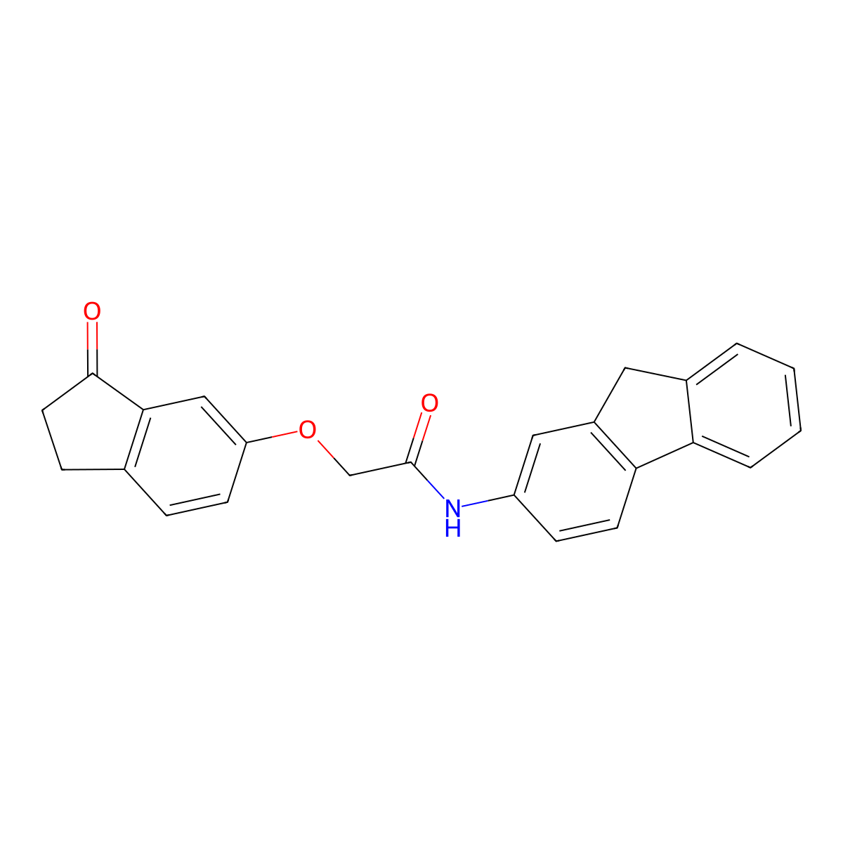 N-(9H-fluoren-2-yl)-2-[(3-oxo-2,3-dihydro-1H-inden-5-yl)oxy]acetamide molecular structure, CAS 1203046-44-9