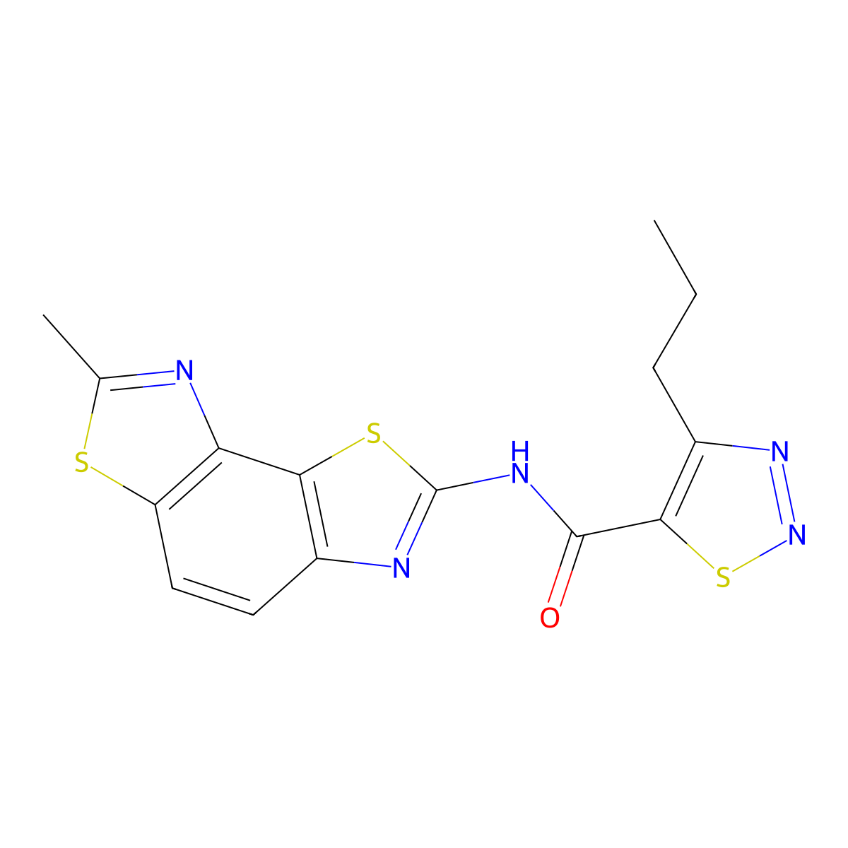 N-{11-methyl-3,10-dithia-5,12-diazatricyclo[7.3.0.0^{2,6}]dodeca-1(9),2(6),4,7,11-pentaen-4-yl}-4-propyl-1,2,3-thiadiazole-5-carboxamide molecular structure, CAS 1203046-67-6