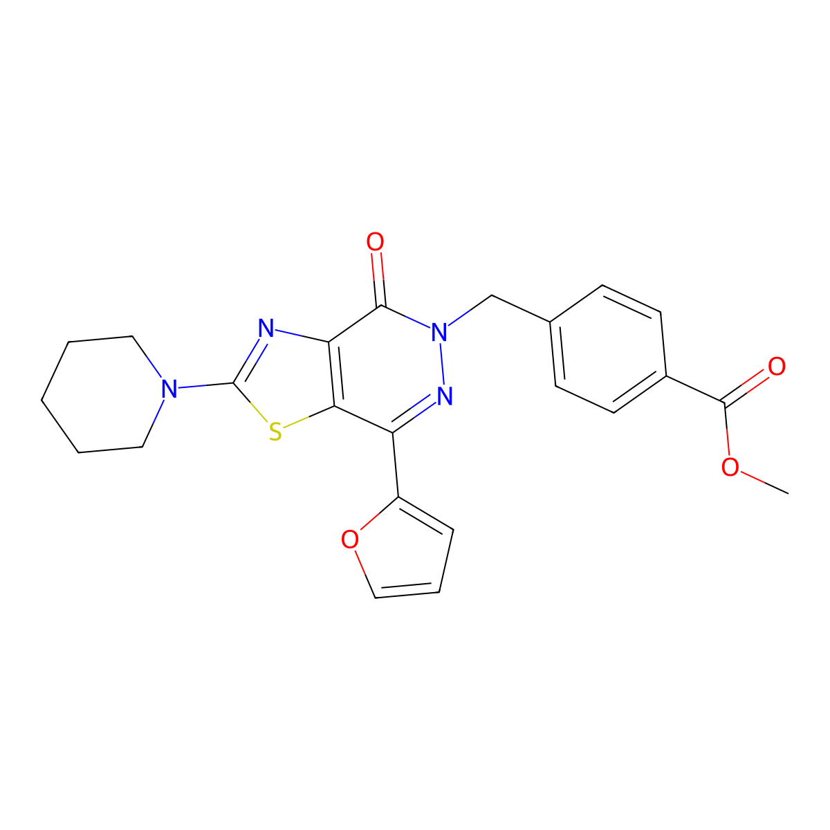 methyl 4-((7-(furan-2-yl)-4-oxo-2-(piperidin-1-yl)thiazolo[4,5-d]pyridazin-5(4H)-yl)methyl)benzoate molecular structure, CAS 1203046-99-4