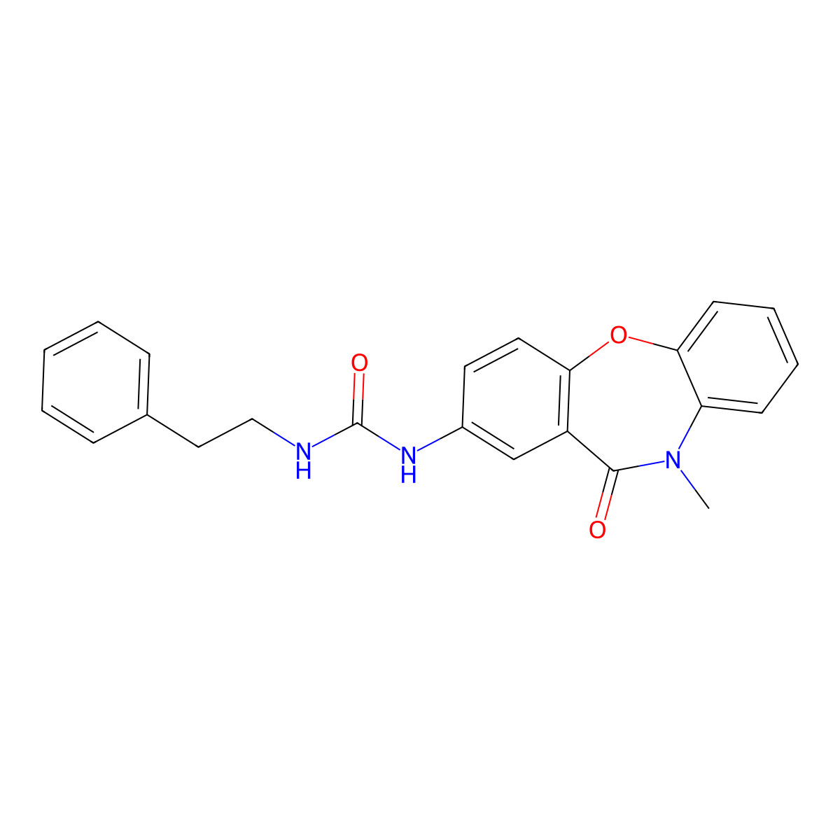 3-{9-Methyl-10-oxo-2-oxa-9-azatricyclo[9.4.0.0^{3,8}]pentadeca-1(11),3(8),4,6,12,14-hexaen-13-yl}-1-(2-phenylethyl)urea molecular structure, CAS 1203047-48-6