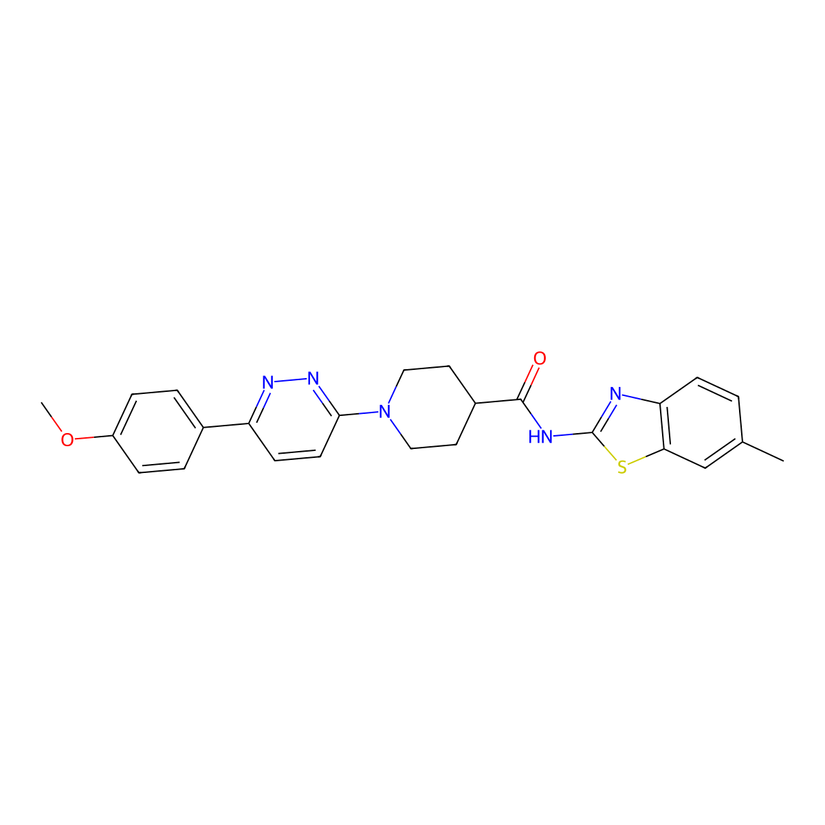 1-(6-(4-methoxyphenyl)pyridazin-3-yl)-N-(6-methylbenzo[d]thiazol-2-yl)piperidine-4-carboxamide molecular structure, CAS 1203047-95-3
