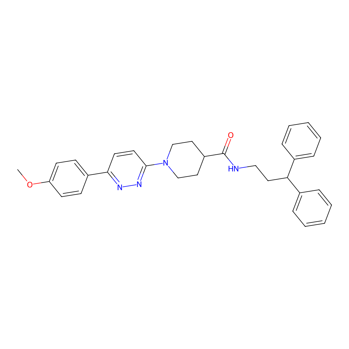 N-(3,3-diphenylpropyl)-1-[6-(4-methoxyphenyl)pyridazin-3-yl]piperidine-4-carboxamide molecular structure, CAS 1203048-36-5