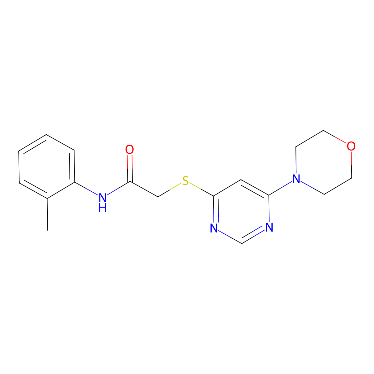 2-((6-morpholinopyrimidin-4-yl)thio)-N-(o-tolyl)acetamide molecular structure, CAS 1203049-20-0