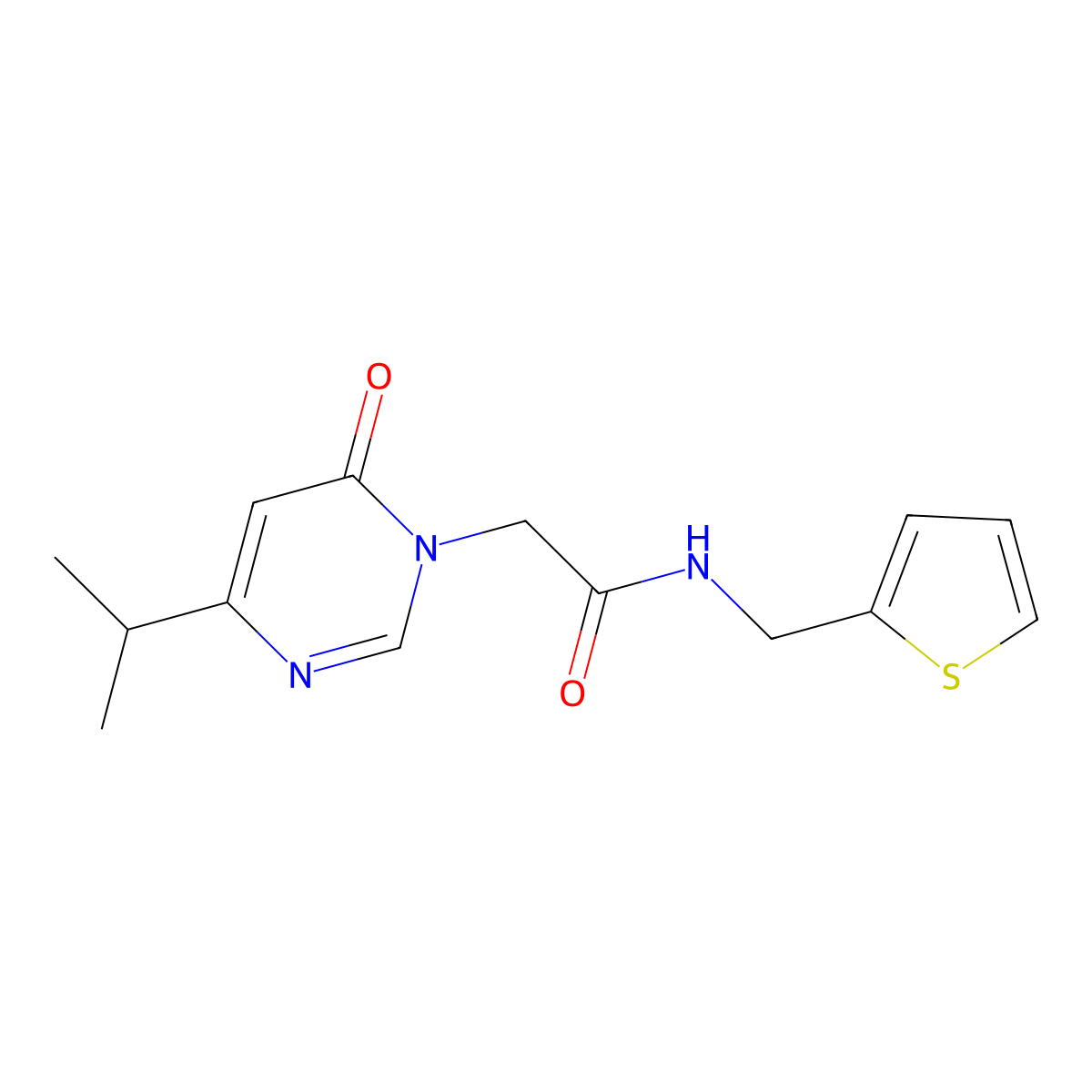 2-(4-isopropyl-6-oxopyrimidin-1(6H)-yl)-N-(thiophen-2-ylmethyl)acetamide molecular structure, CAS 1203051-02-8