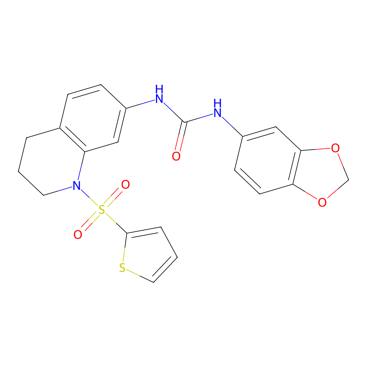 1-(Benzo[d][1,3]dioxol-5-yl)-3-(1-(thiophen-2-ylsulfonyl)-1,2,3,4-tetrahydroquinolin-7-yl)urea molecular structure, CAS 1203051-30-2