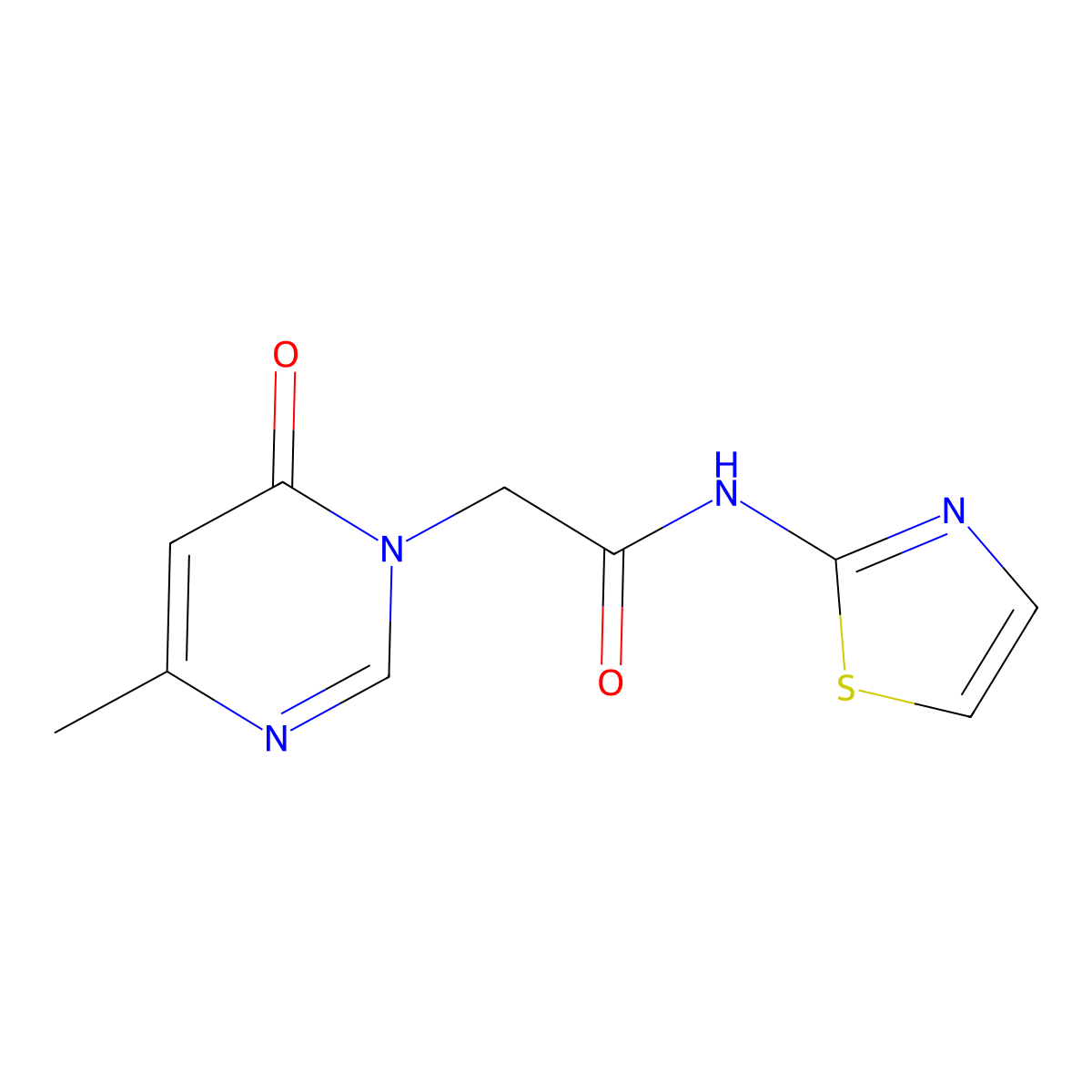 2-(4-methyl-6-oxopyrimidin-1(6H)-yl)-N-(thiazol-2-yl)acetamide molecular structure, CAS 1203051-80-2