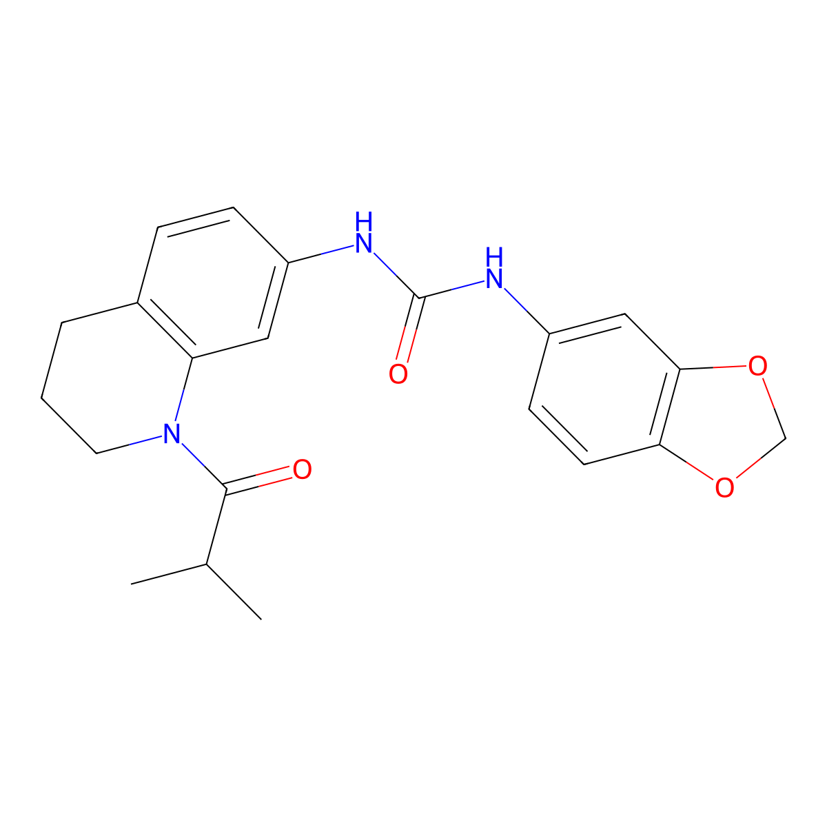 1-(Benzo[d][1,3]dioxol-5-yl)-3-(1-isobutyryl-1,2,3,4-tetrahydroquinolin-7-yl)urea molecular structure, CAS 1203051-93-7