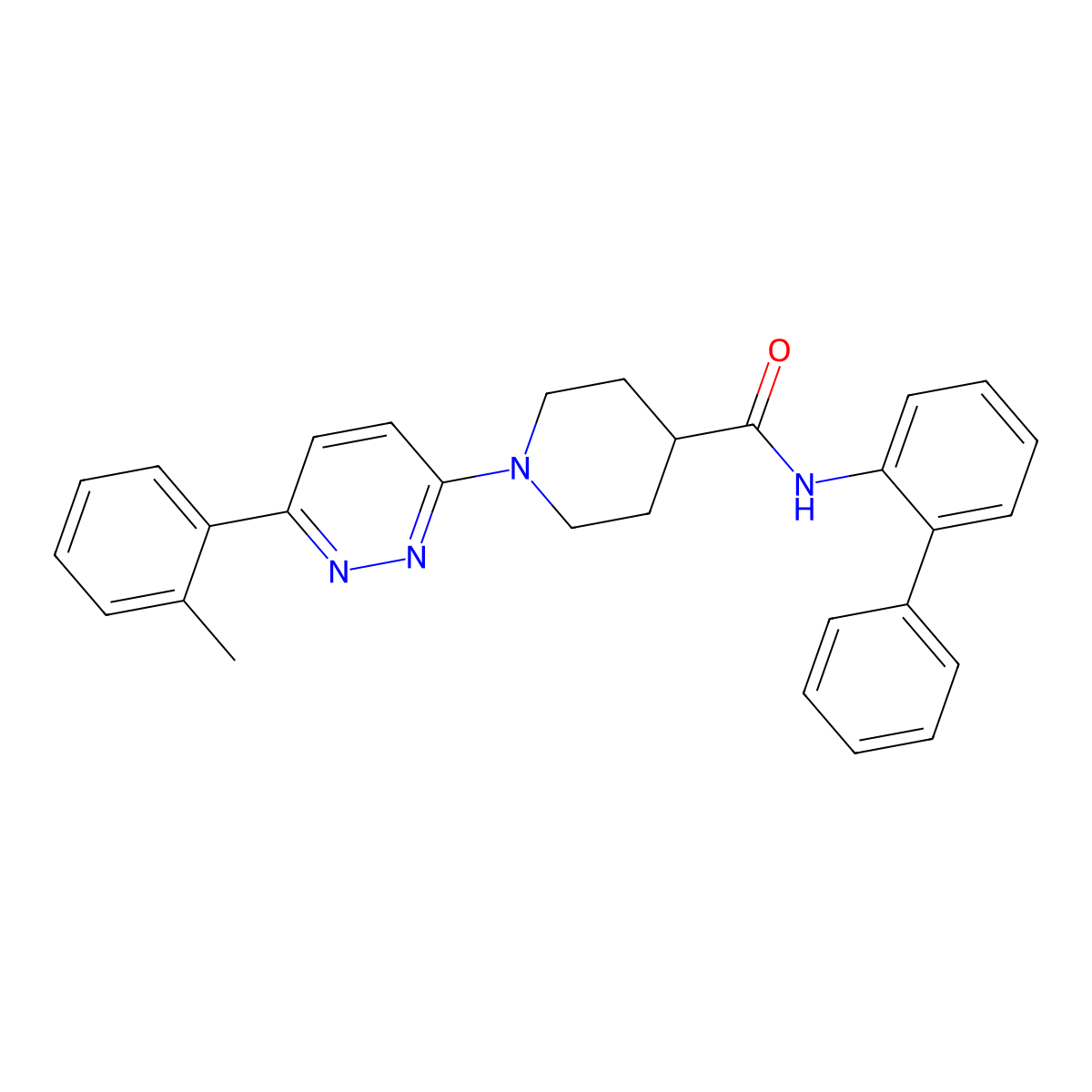 N-([1,1'-biphenyl]-2-yl)-1-(6-(o-tolyl)pyridazin-3-yl)piperidine-4-carboxamide molecular structure, CAS 1203052-66-7