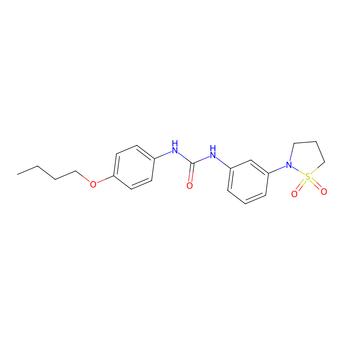 1-(4-Butoxyphenyl)-3-(3-(1,1-dioxidoisothiazolidin-2-yl)phenyl)urea molecular structure, CAS 1203053-25-1