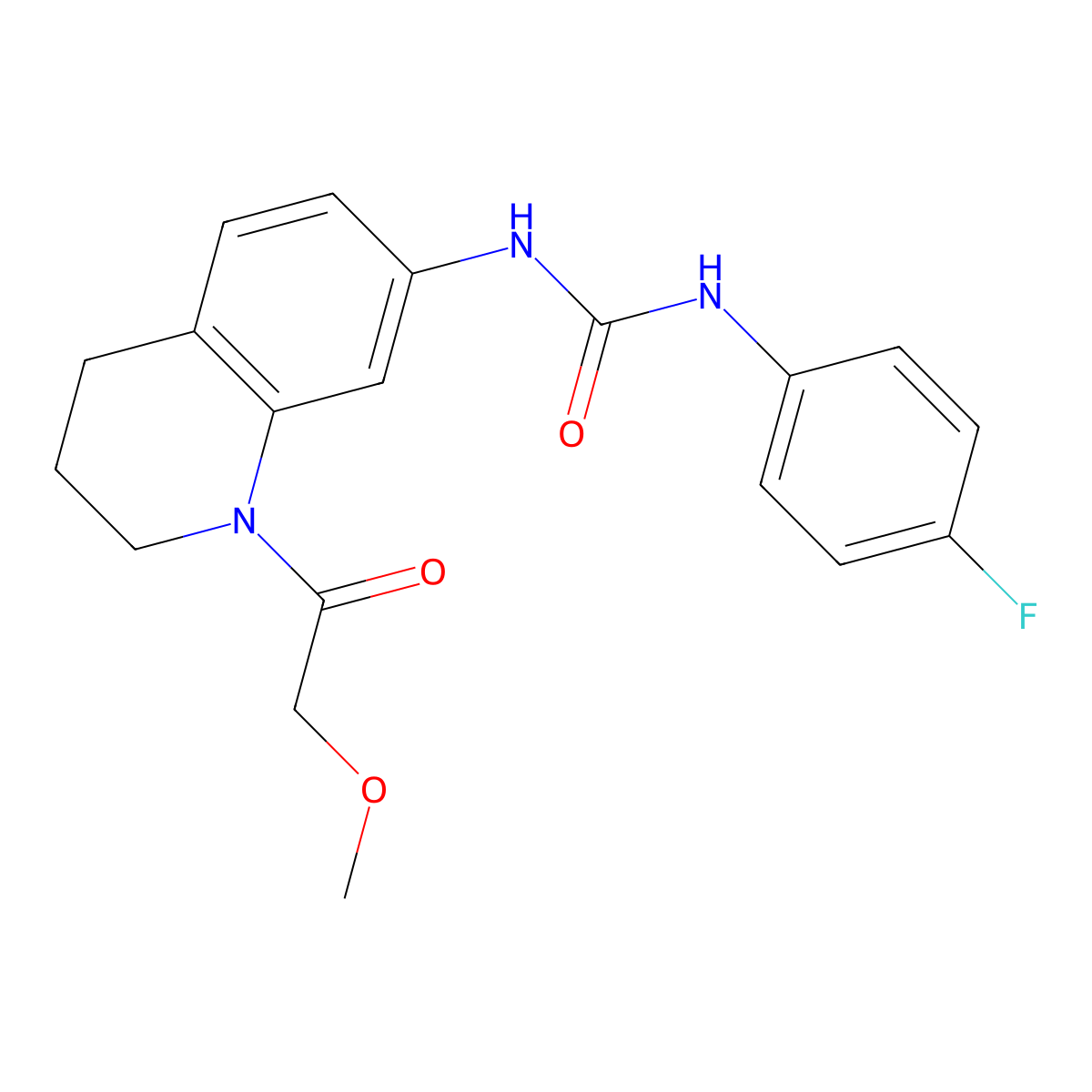 1-(4-Fluorophenyl)-3-(1-(2-methoxyacetyl)-1,2,3,4-tetrahydroquinolin-7-yl)urea molecular structure, CAS 1203054-03-8