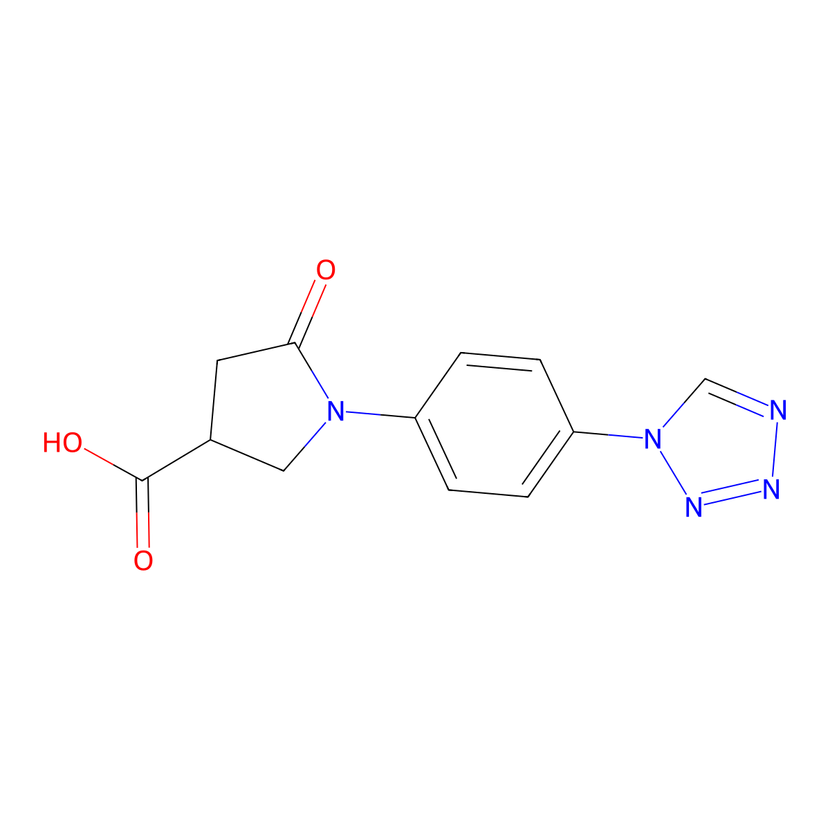 5-oxo-1-[4-(1H-tetrazol-1-yl)phenyl]pyrrolidine-3-carboxylic acid molecular structure, CAS 1203055-11-1