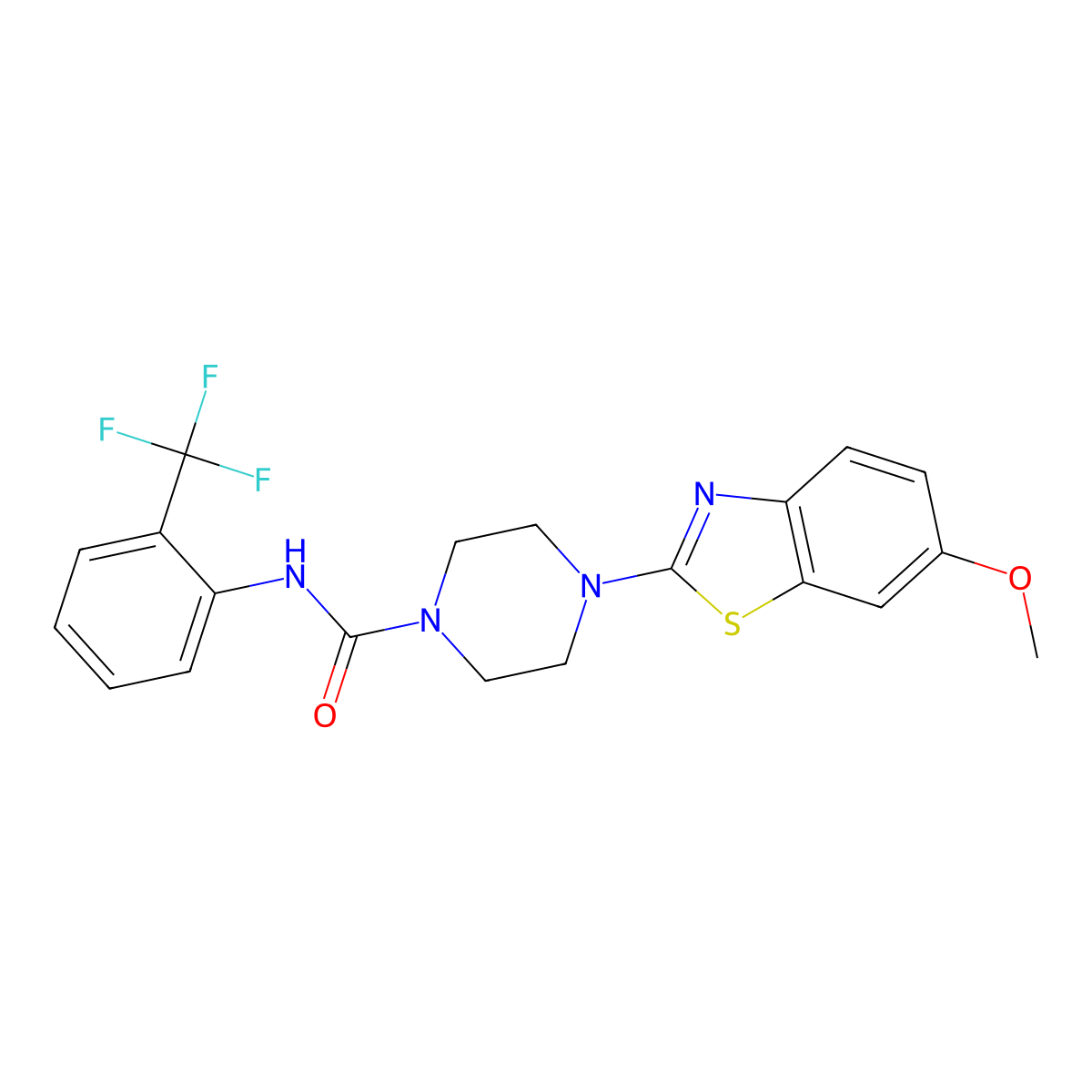 4-(6-methoxybenzo[d]thiazol-2-yl)-N-(2-(trifluoromethyl)phenyl)piperazine-1-carboxamide molecular structure, CAS 1203055-73-5