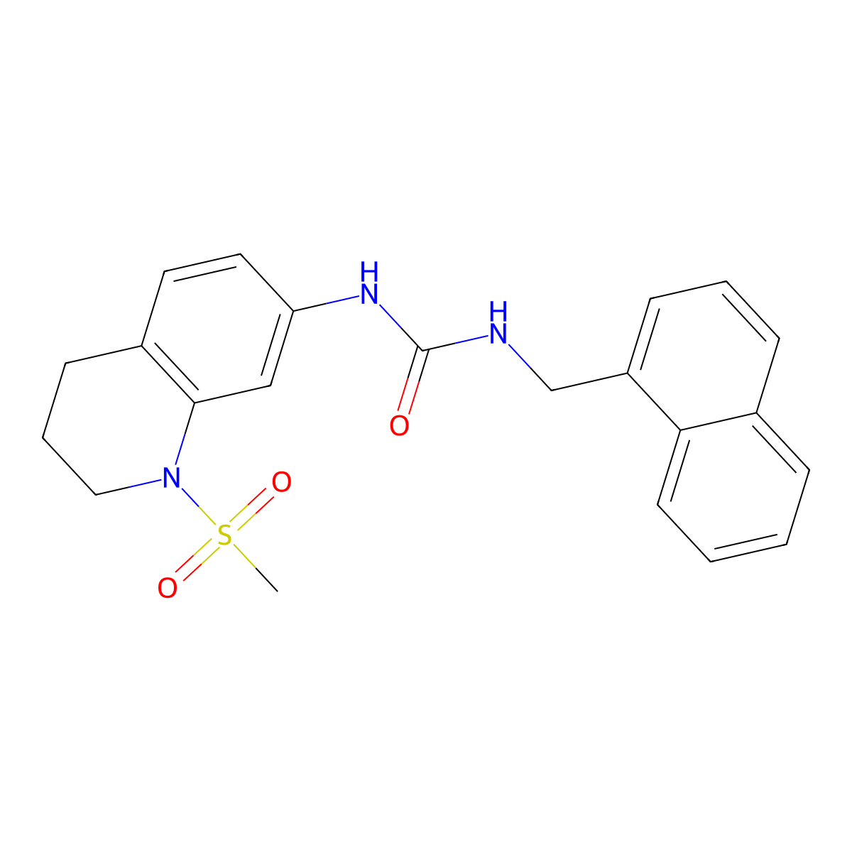 1-(1-(Methylsulfonyl)-1,2,3,4-tetrahydroquinolin-7-yl)-3-(naphthalen-1-ylmethyl)urea molecular structure, CAS 1203055-89-3