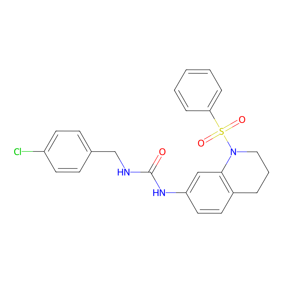1-(4-Chlorobenzyl)-3-(1-(phenylsulfonyl)-1,2,3,4-tetrahydroquinolin-7-yl)urea molecular structure, CAS 1203055-95-1