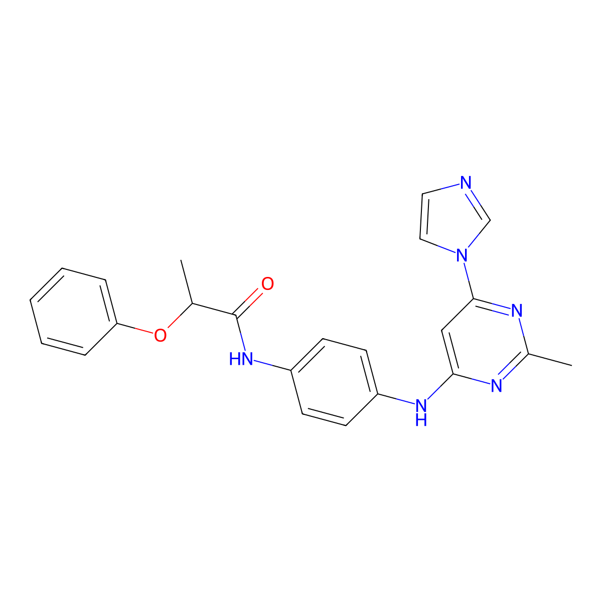 N-(4-{[6-(1H-imidazol-1-yl)-2-methylpyrimidin-4-yl]amino}phenyl)-2-phenoxypropanamide molecular structure, CAS 1203056-19-2