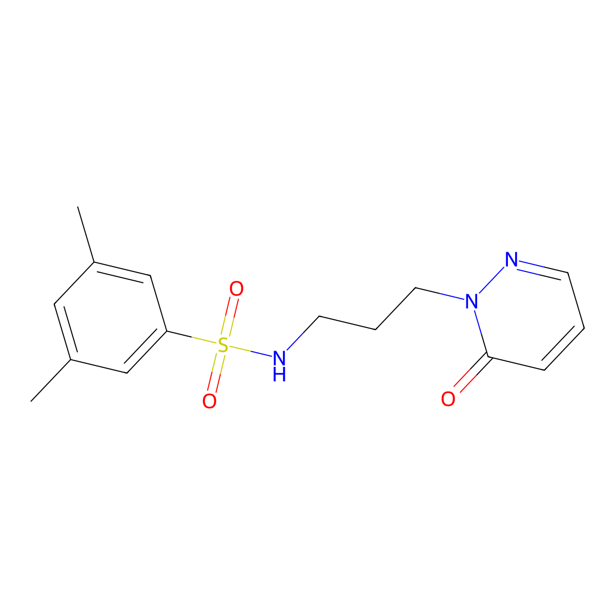 3,5-dimethyl-N-(3-(6-oxopyridazin-1(6H)-yl)propyl)benzenesulfonamide molecular structure, CAS 1203056-65-8