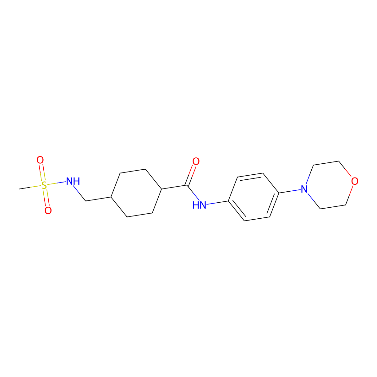 4-(methylsulfonamidomethyl)-N-(4-morpholinophenyl)cyclohexanecarboxamide molecular structure, CAS 1203056-68-1