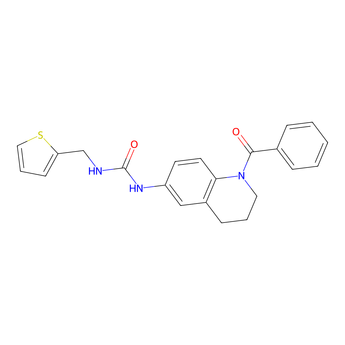 1-(1-Benzoyl-1,2,3,4-tetrahydroquinolin-6-yl)-3-(thiophen-2-ylmethyl)urea molecular structure, CAS 1203057-13-9