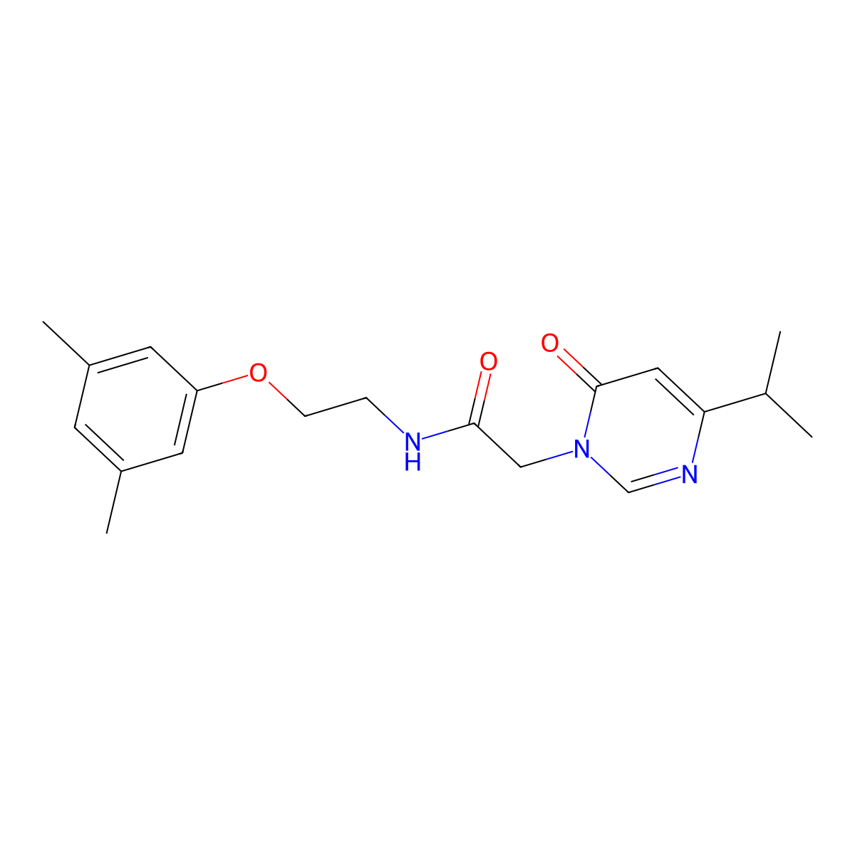 N-(2-(3,5-dimethylphenoxy)ethyl)-2-(4-isopropyl-6-oxopyrimidin-1(6H)-yl)acetamide molecular structure, CAS 1203057-26-4