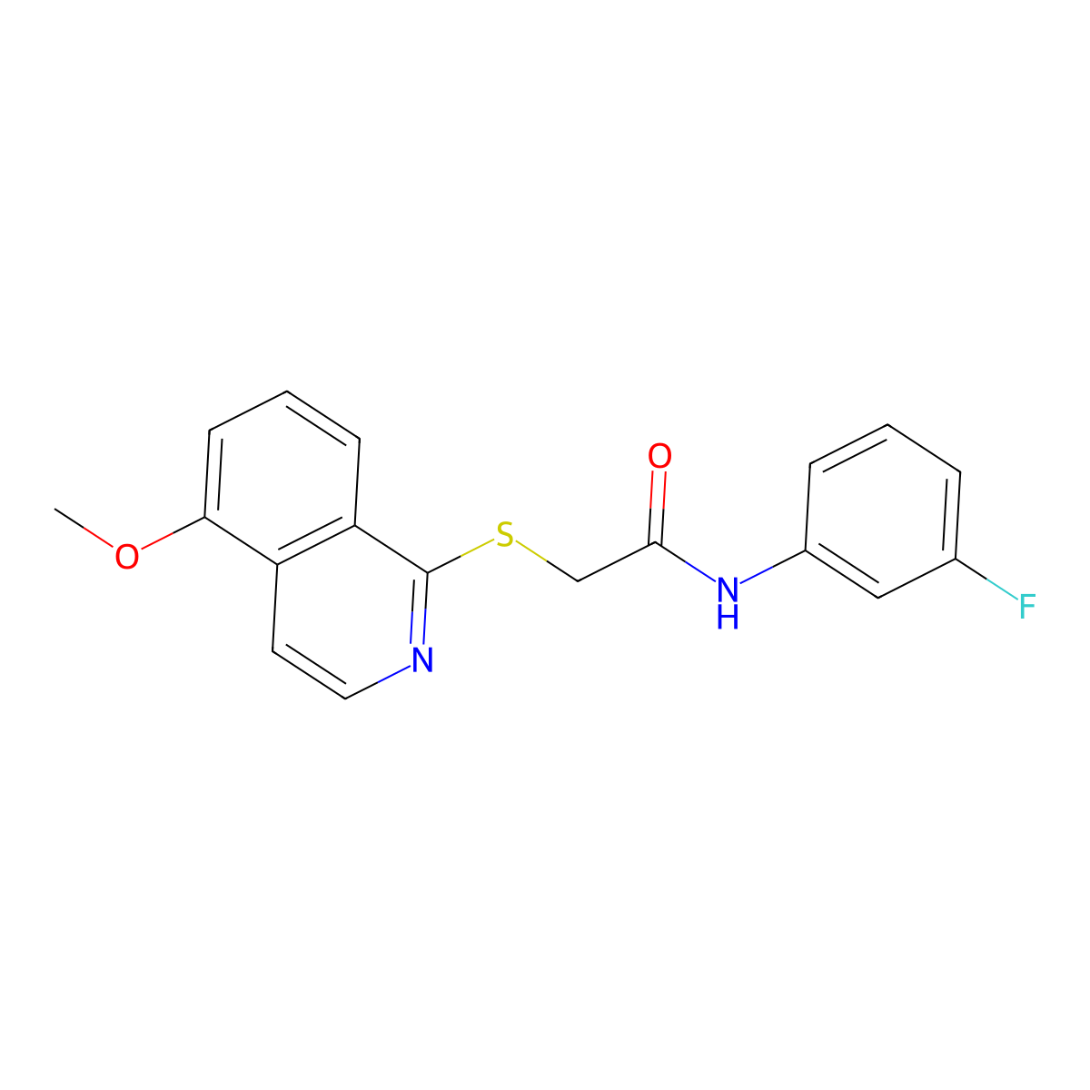 N-(3-fluorophenyl)-2-((5-methoxyisoquinolin-1-yl)thio)acetamide molecular structure, CAS 1203057-90-2
