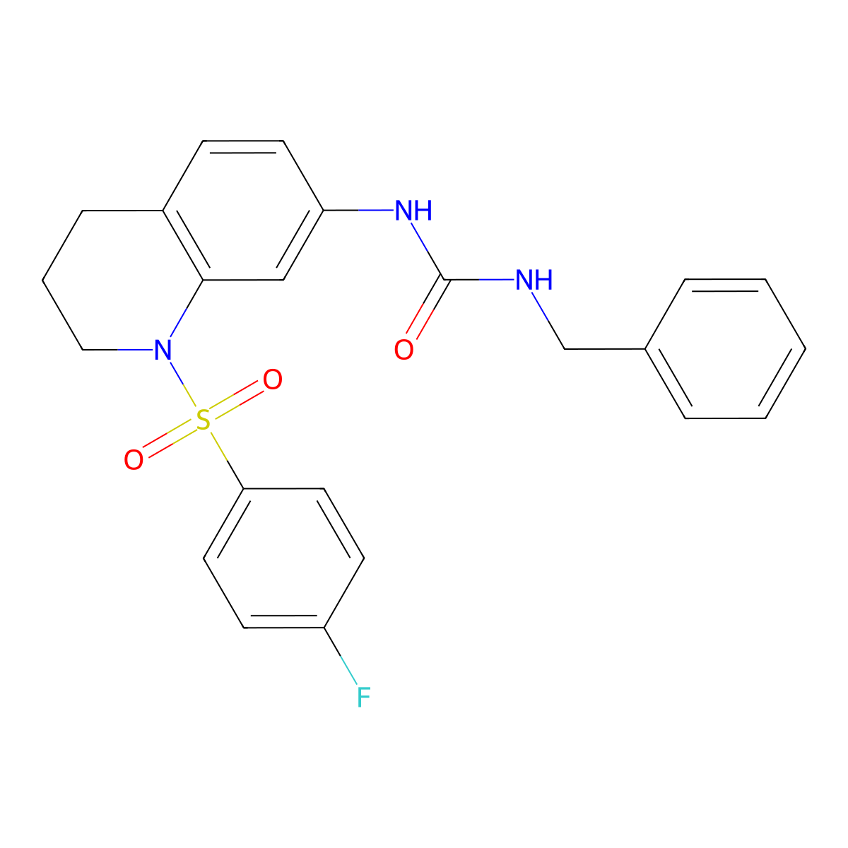 1-Benzyl-3-(1-((4-fluorophenyl)sulfonyl)-1,2,3,4-tetrahydroquinolin-7-yl)urea molecular structure, CAS 1203057-91-3