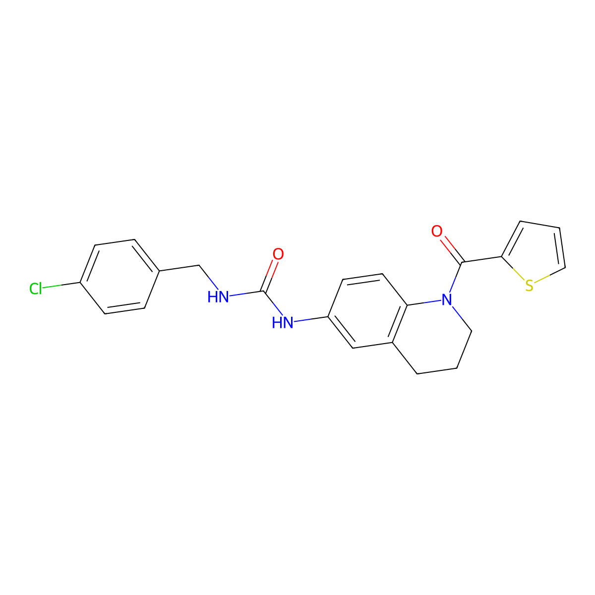 1-(4-Chlorobenzyl)-3-(1-(thiophene-2-carbonyl)-1,2,3,4-tetrahydroquinolin-6-yl)urea molecular structure, CAS 1203058-15-4