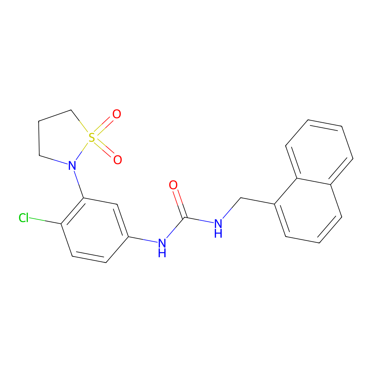 1-(4-Chloro-3-(1,1-dioxidoisothiazolidin-2-yl)phenyl)-3-(naphthalen-1-ylmethyl)urea molecular structure, CAS 1203060-22-3
