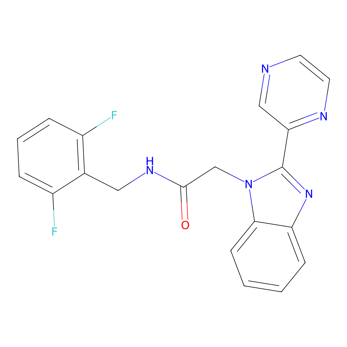 N-(2,6-difluorobenzyl)-2-(2-(pyrazin-2-yl)-1H-benzo[d]imidazol-1-yl)acetamide molecular structure, CAS 1203060-45-0