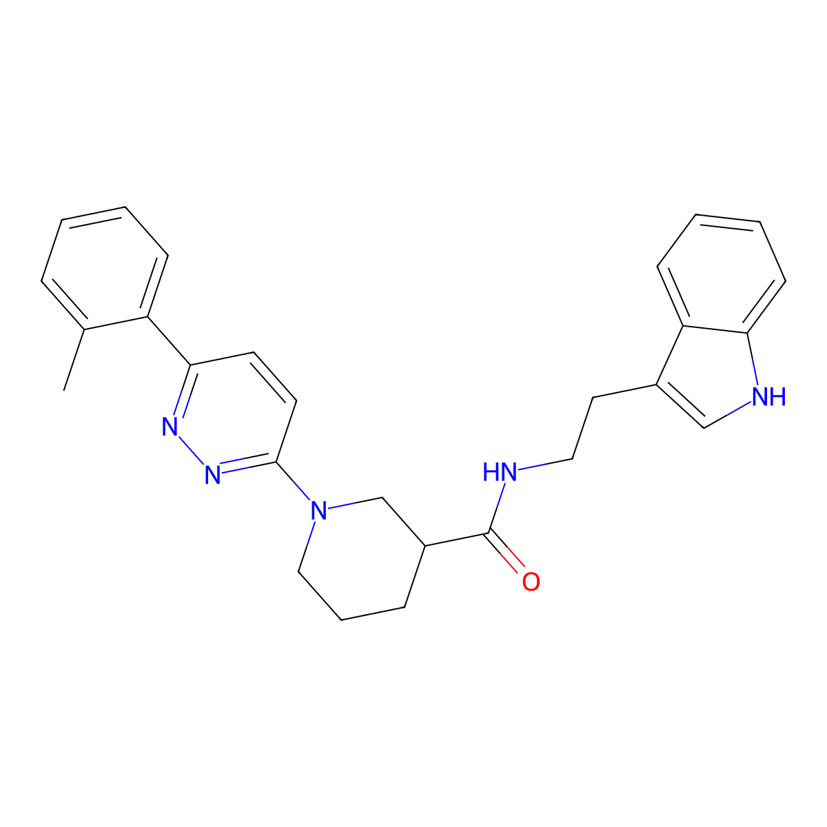 N-(2-(1H-indol-3-yl)ethyl)-1-(6-(o-tolyl)pyridazin-3-yl)piperidine-3-carboxamide molecular structure, CAS 1203060-94-9