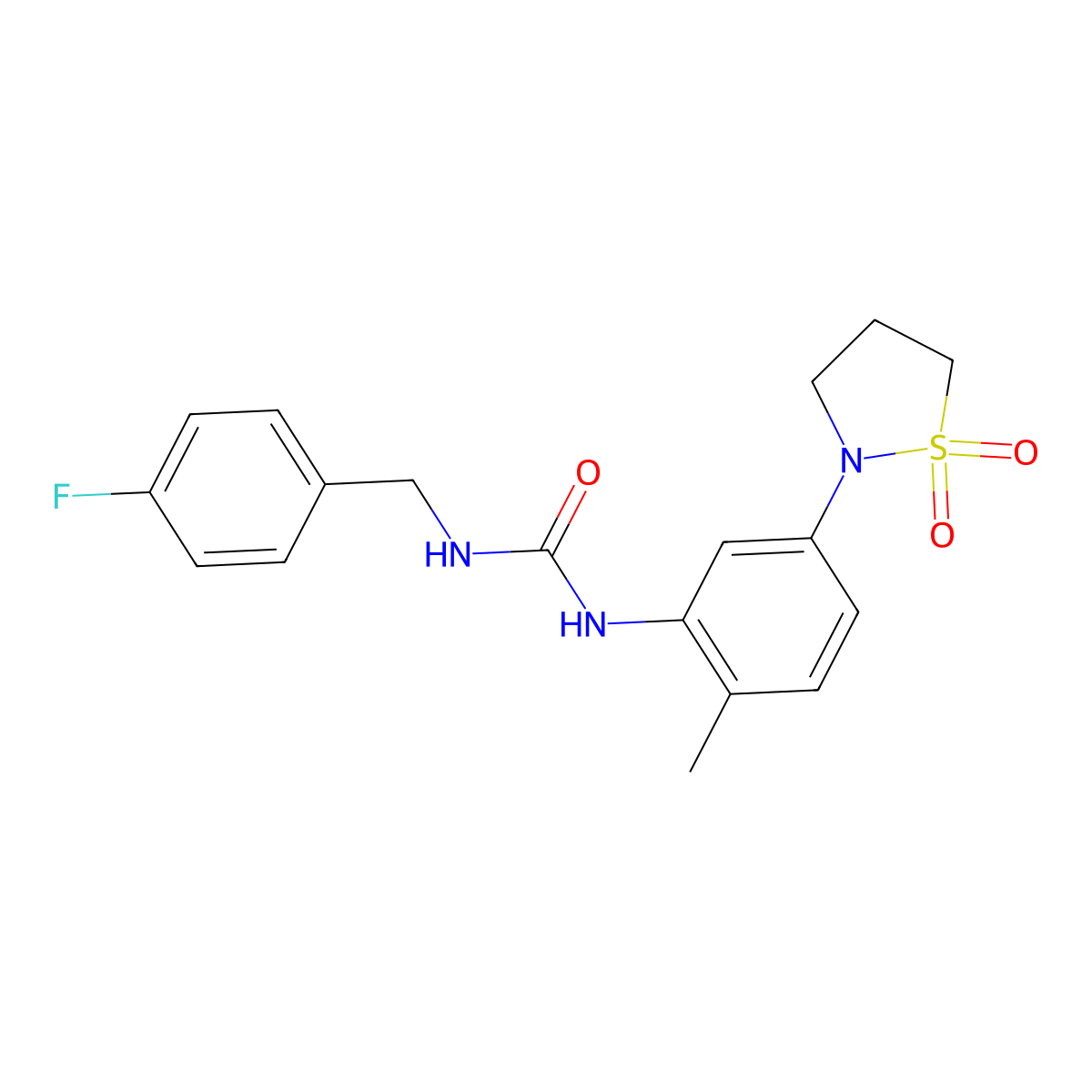 1-(5-(1,1-Dioxidoisothiazolidin-2-yl)-2-methylphenyl)-3-(4-fluorobenzyl)urea molecular structure, CAS 1203061-04-4