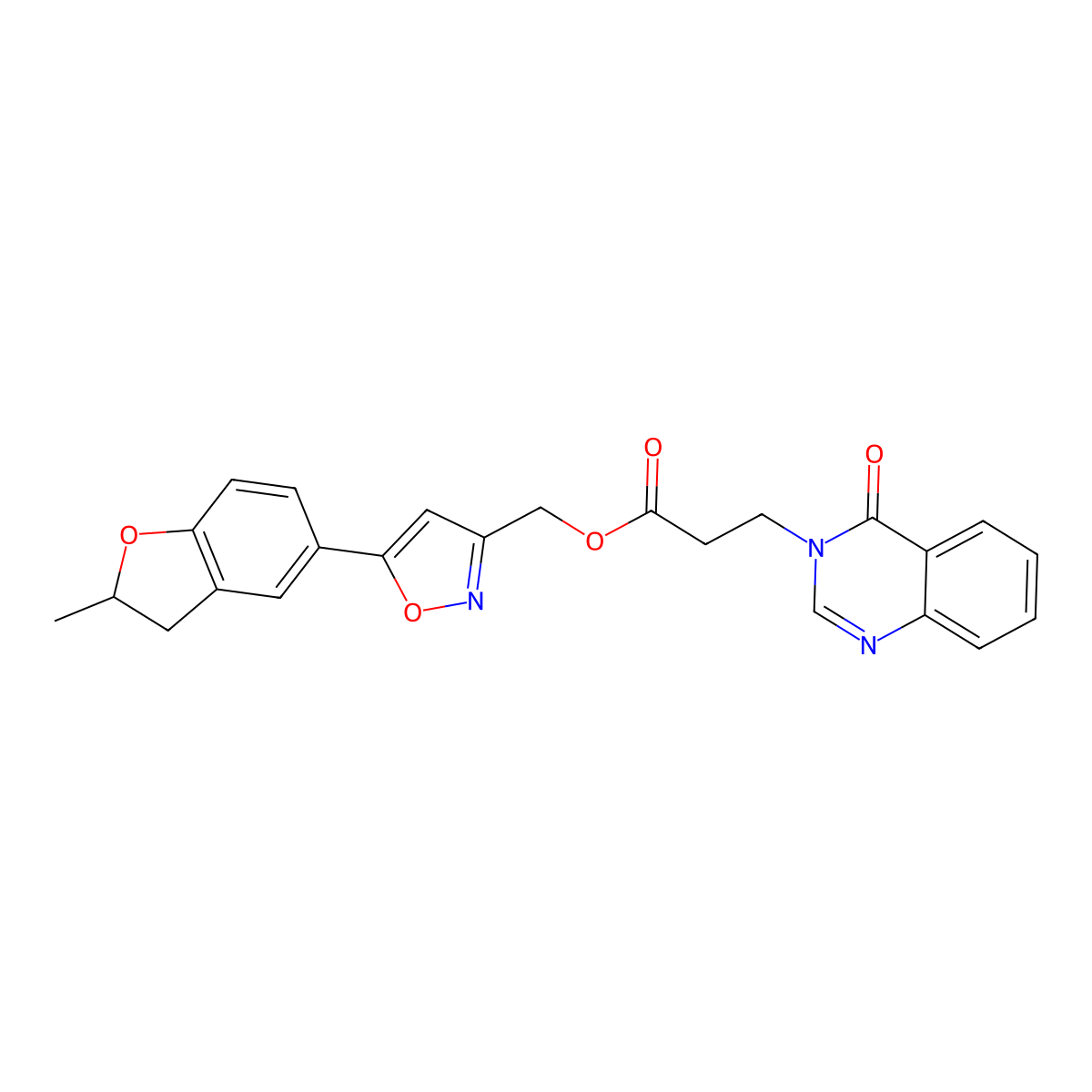 (5-(2-methyl-2,3-dihydrobenzofuran-5-yl)isoxazol-3-yl)methyl 3-(4-oxoquinazolin-3(4H)-yl)propanoate molecular structure, CAS 1203063-62-0