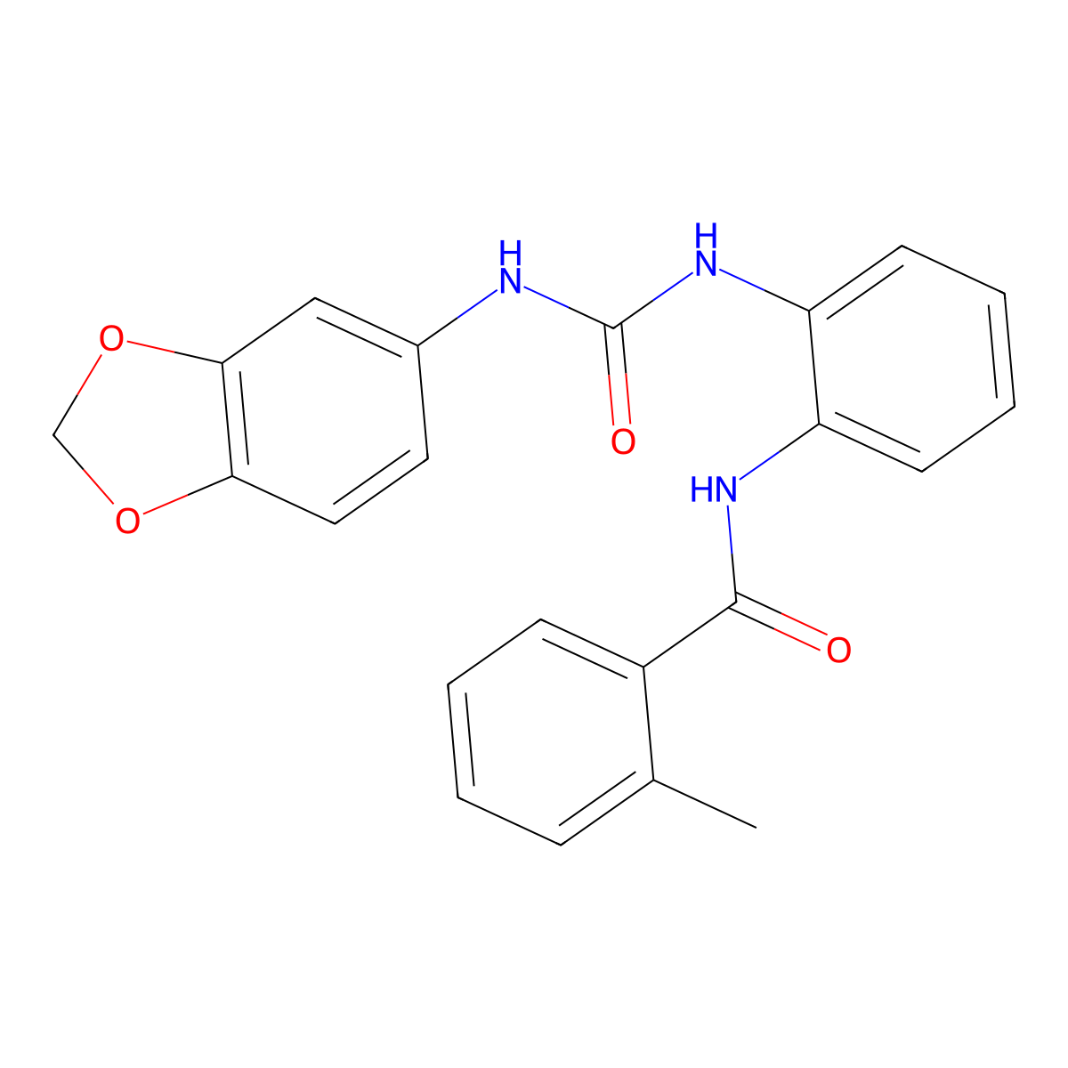 N-(2-(3-(benzo[d][1,3]dioxol-5-yl)ureido)phenyl)-2-methylbenzamide molecular structure, CAS 1203064-54-3