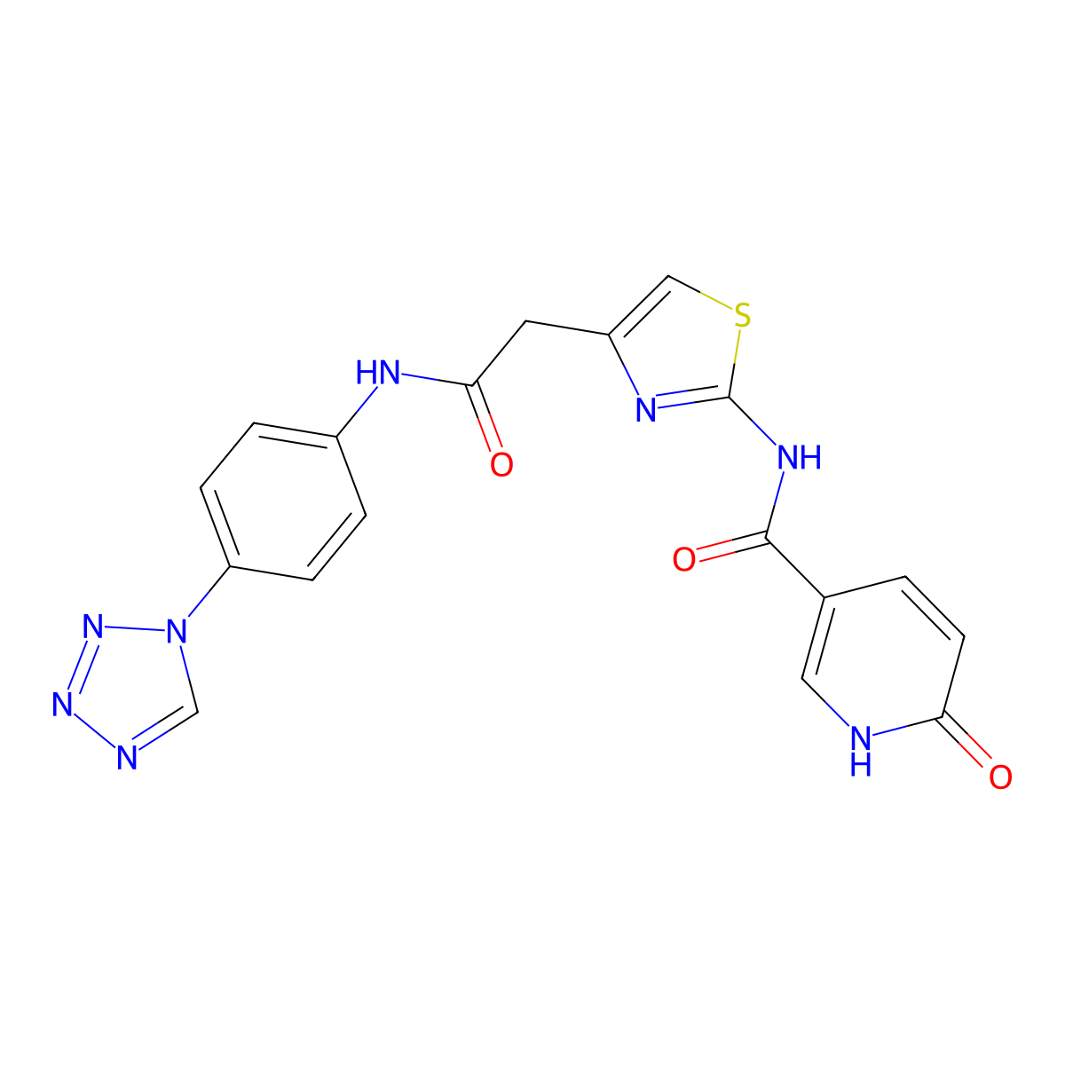 N-(4-(2-((4-(1H-tetrazol-1-yl)phenyl)amino)-2-oxoethyl)thiazol-2-yl)-6-oxo-1,6-dihydropyridine-3-carboxamide molecular structure, CAS 1203065-27-3