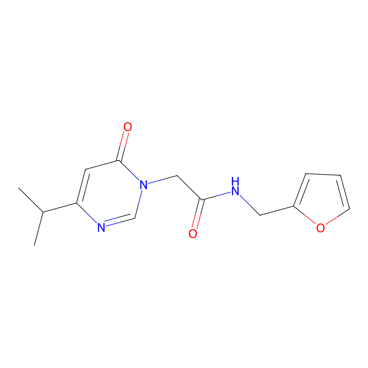 N-(furan-2-ylmethyl)-2-(4-isopropyl-6-oxopyrimidin-1(6H)-yl)acetamide molecular structure, CAS 1203066-30-1