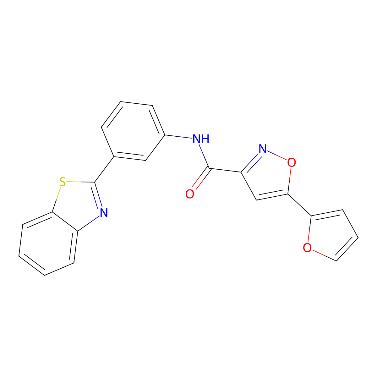 N-(3-(benzo[d]thiazol-2-yl)phenyl)-5-(furan-2-yl)isoxazole-3-carboxamide molecular structure, CAS 1203066-44-7