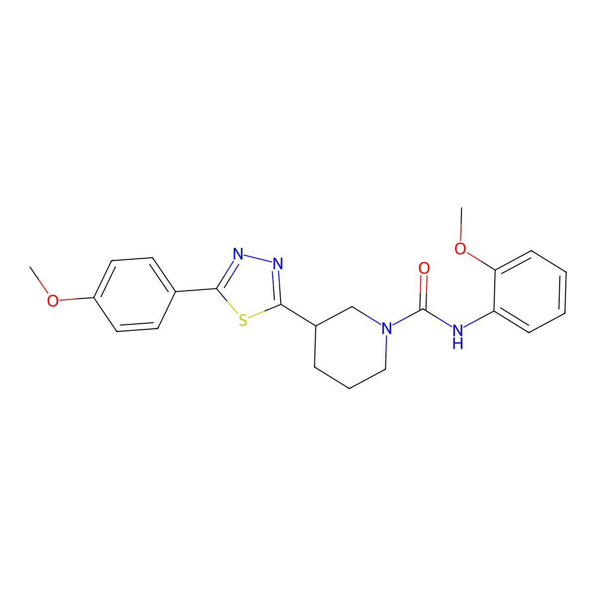 N-(2-methoxyphenyl)-3-[5-(4-methoxyphenyl)-1,3,4-thiadiazol-2-yl]piperidine-1-carboxamide molecular structure, CAS 1203066-90-3