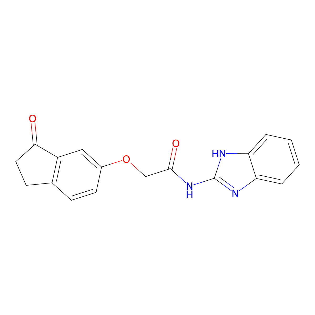 N-(1H-benzo[d]imidazol-2-yl)-2-((3-oxo-2,3-dihydro-1H-inden-5-yl)oxy)acetamide molecular structure, CAS 1203067-04-2