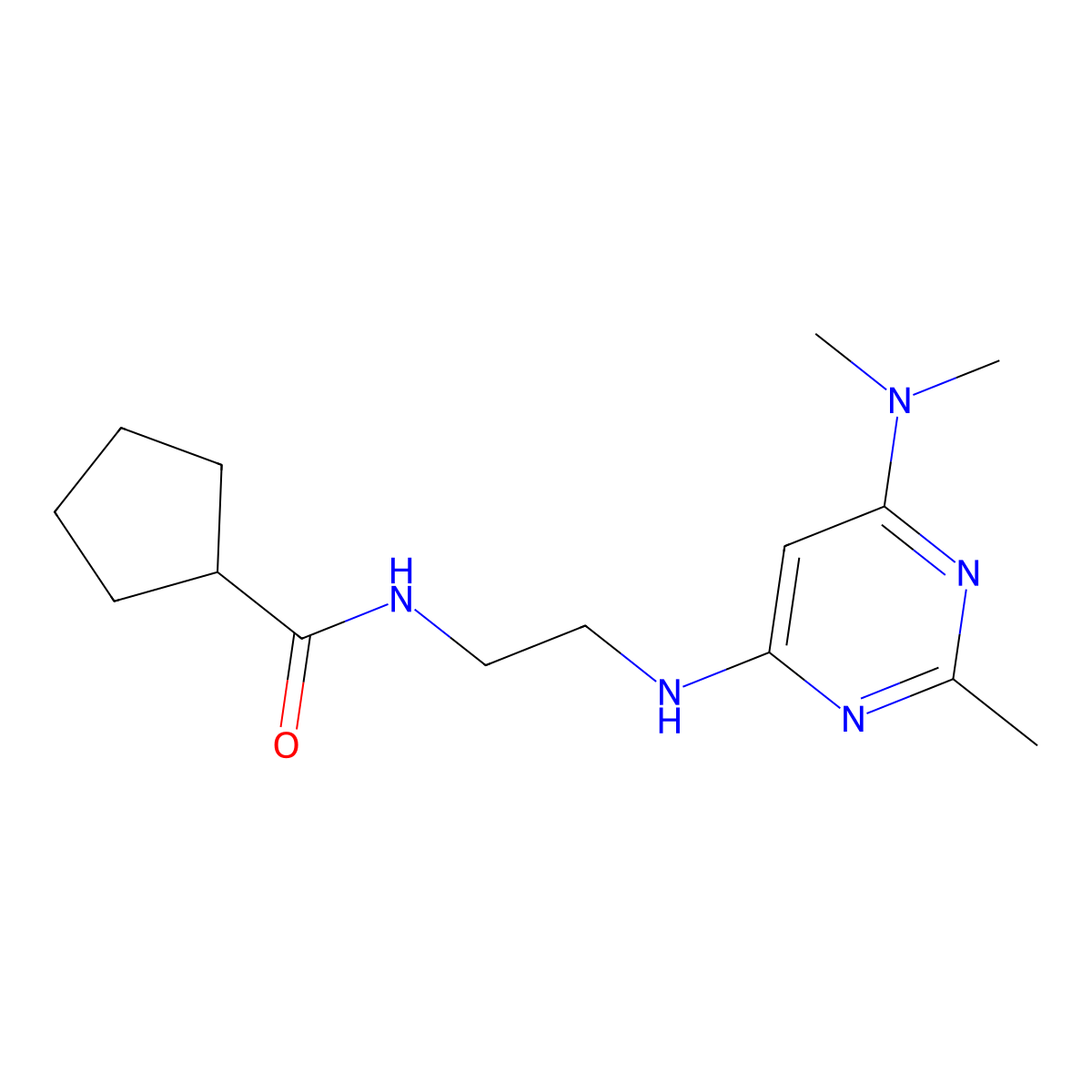 N-(2-{[6-(dimethylamino)-2-methylpyrimidin-4-yl]amino}ethyl)cyclopentanecarboxamide molecular structure, CAS 1203067-67-7