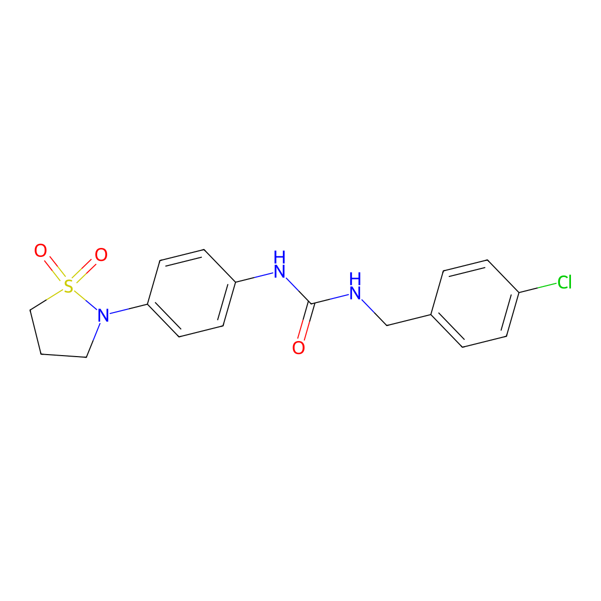 1-(4-Chlorobenzyl)-3-(4-(1,1-dioxidoisothiazolidin-2-yl)phenyl)urea molecular structure, CAS 1203067-82-6