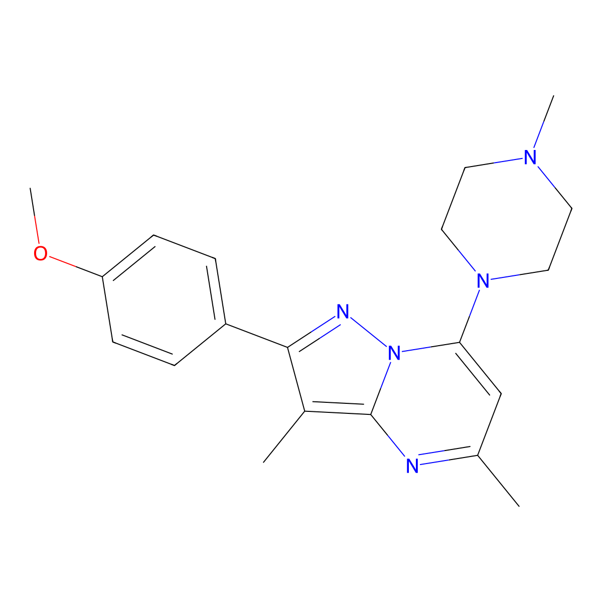 2-(4-Methoxyphenyl)-3,5-dimethyl-7-(4-methylpiperazin-1-yl)pyrazolo[1,5-a]pyrimidine molecular structure, CAS 1203068-10-3