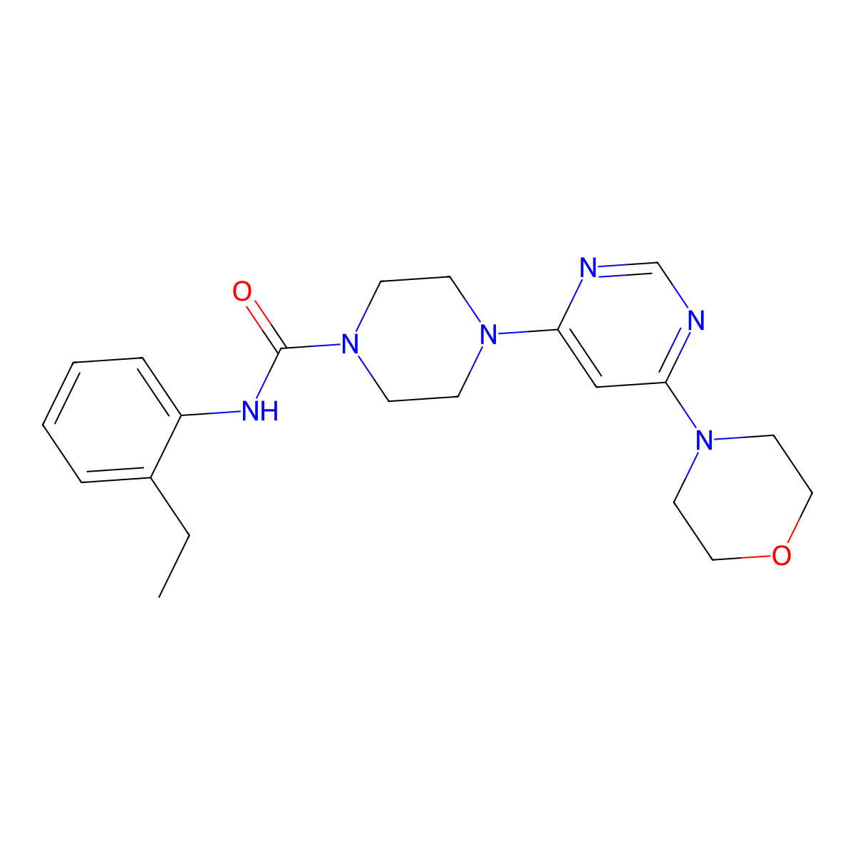 N-(2-ethylphenyl)-4-(6-morpholinopyrimidin-4-yl)piperazine-1-carboxamide molecular structure, CAS 1203069-60-6