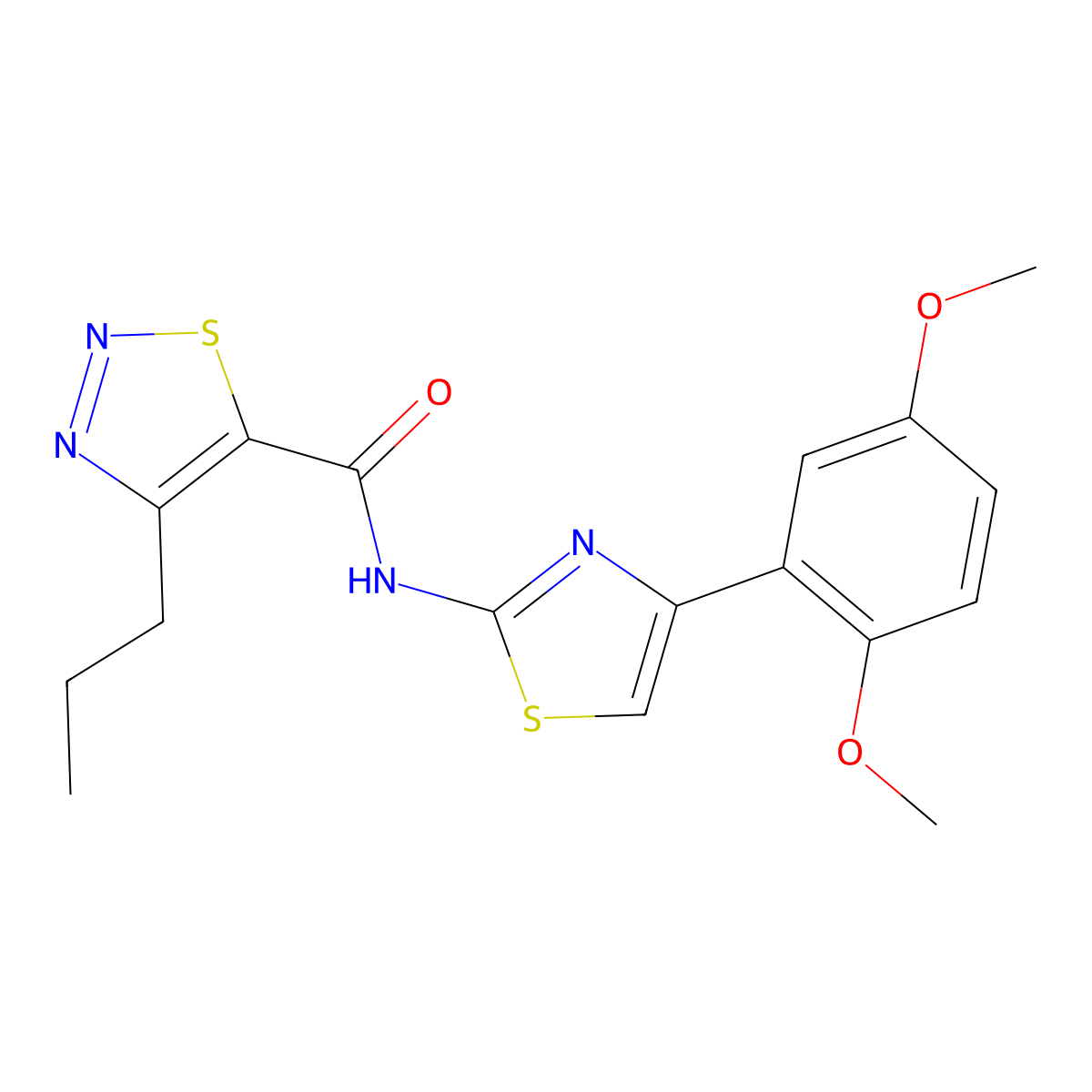 N-(4-(2,5-dimethoxyphenyl)thiazol-2-yl)-4-propyl-1,2,3-thiadiazole-5-carboxamide molecular structure, CAS 1203069-68-4