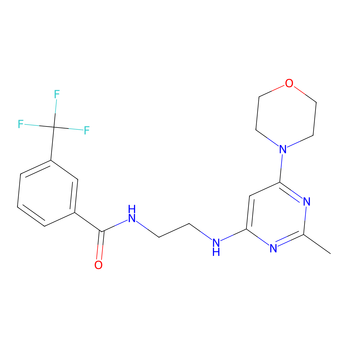 N-(2-((2-methyl-6-morpholinopyrimidin-4-yl)amino)ethyl)-3-(trifluoromethyl)benzamide molecular structure, CAS 1203069-81-1