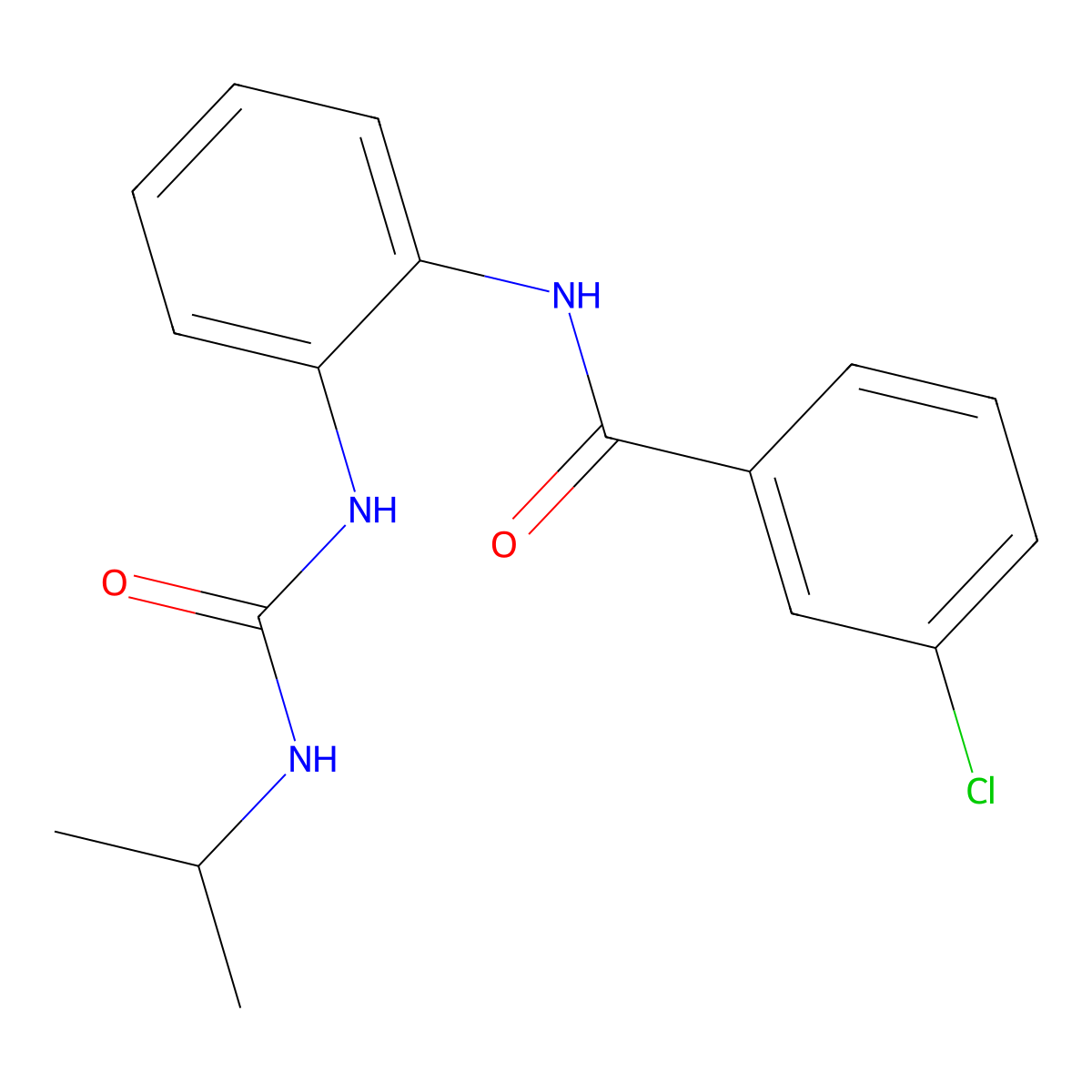 3-chloro-N-(2-(3-isopropylureido)phenyl)benzamide molecular structure, CAS 1203070-69-2