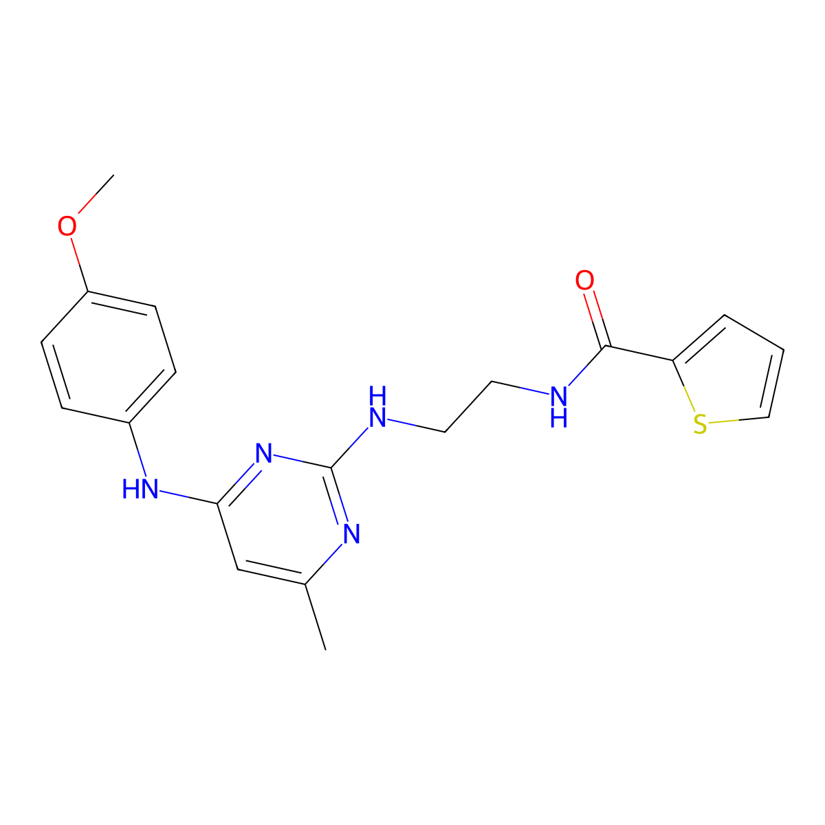 N-[2-({4-[(4-methoxyphenyl)amino]-6-methylpyrimidin-2-yl}amino)ethyl]thiophene-2-carboxamide molecular structure, CAS 1203071-27-5